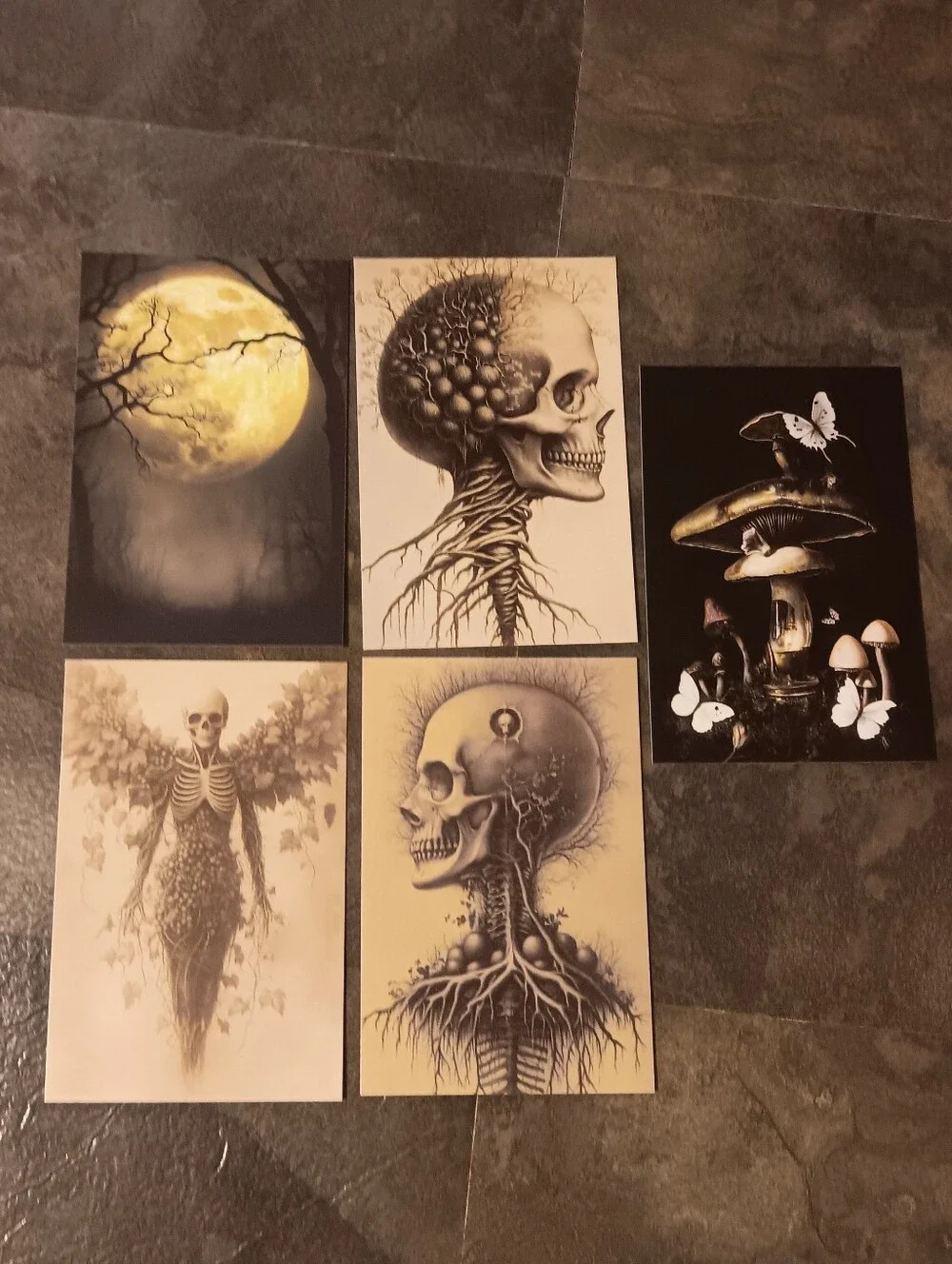 Dark Gothic Postcard Set Of 5, Academia Art Print Correspondence Notes 4x6